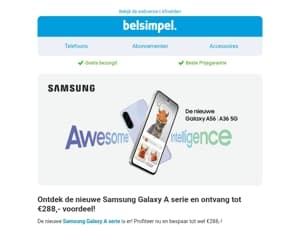 Ontvang tot €288,- voordeel op de nieuwe Samsung A-series