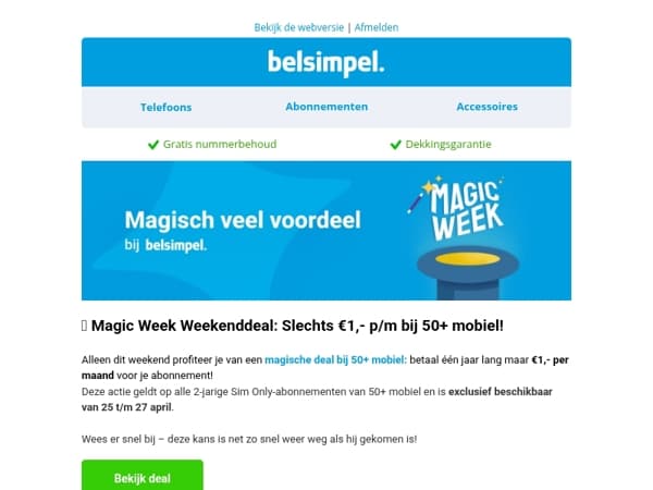 Een jaar lang slechts €1,- per maand!