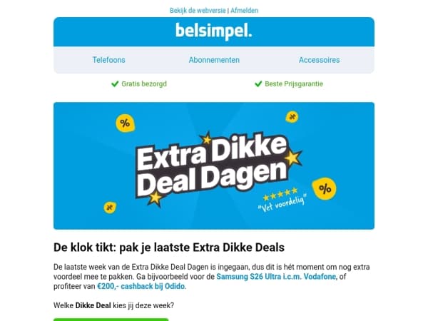 Nu €200,- cashback bij Odido!
