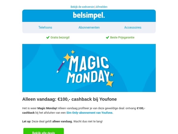 Ontvang €100,- cashback