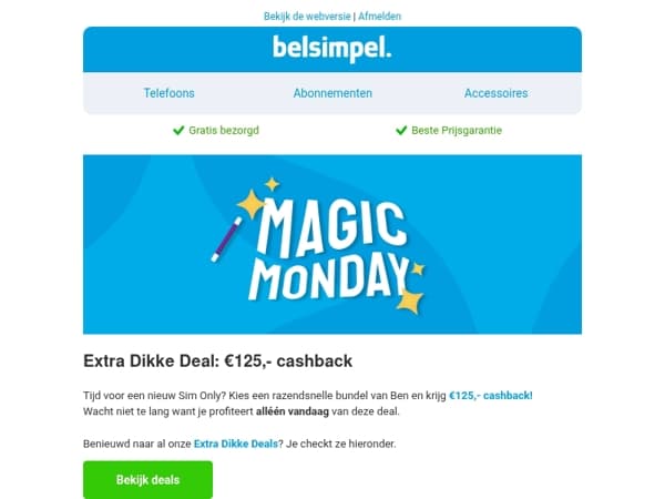 Alléén vandaag: €125,- cashback bij Ben