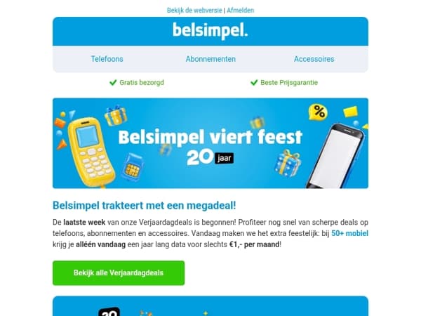 Eén jaar data voor €1,- per maand!