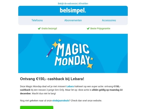 Ontvang nu €150,- cashback!