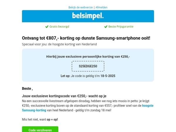 De tijd tikt... pak je €250,- korting vóór zondag!