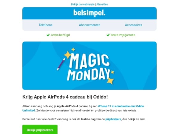Alléén vandaag: AirPods 4 t.w.v. €149,- cadeau