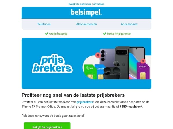 Alleen dit weekend: €150,- cashback bij Lebara