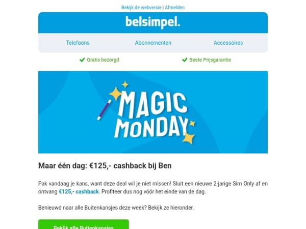 Alléén vandaag: €125,- cashback bij Ben