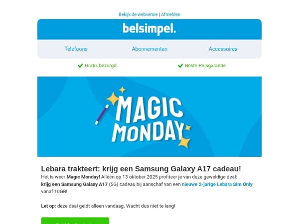 Krijg alléén vandaag een Samsung Galaxy A17 (5G) cadeau!