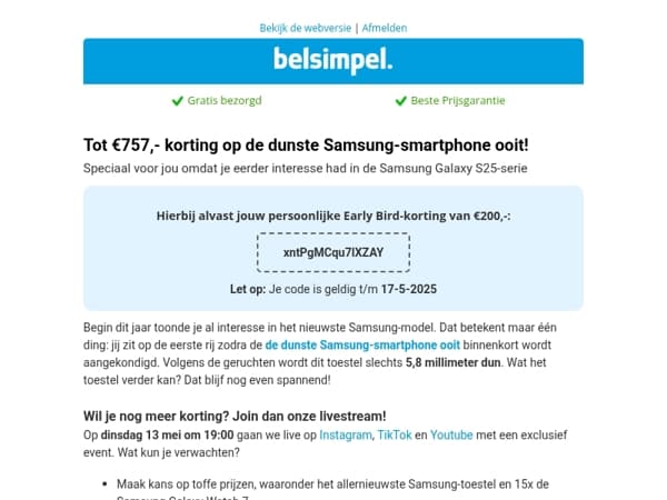 Tot €757,- korting op de dunste Samsung-smartphone ooit!
