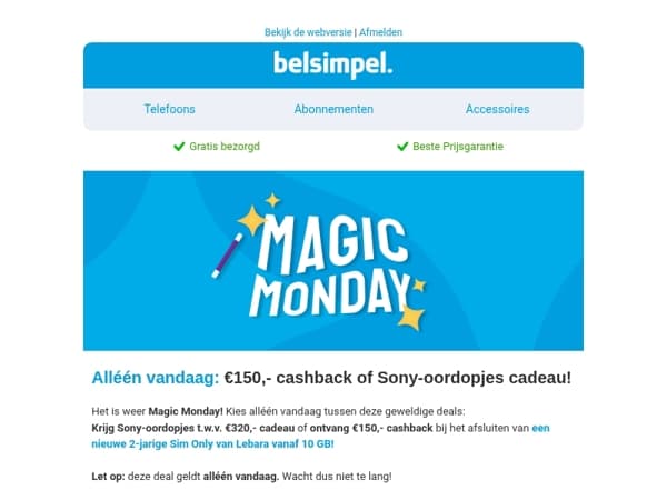 Alléén vandaag €150,- cashback of Sony-oordopjes cadeau!
