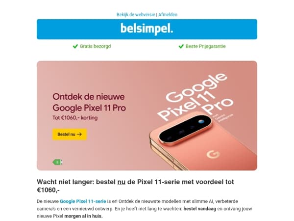 Yes, de Pixel 11-serie is er! Pak nu voordeel tot €1060,-
