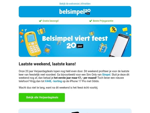 Laatste kans: alléén dit weekend nog Verjaardagsdeals