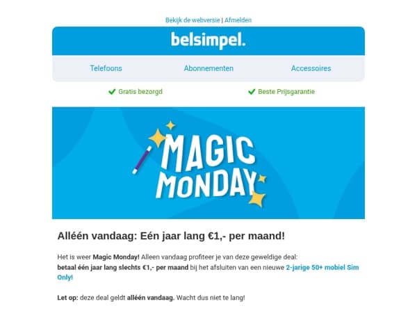 Eén jaar lang €1,- per maand!
