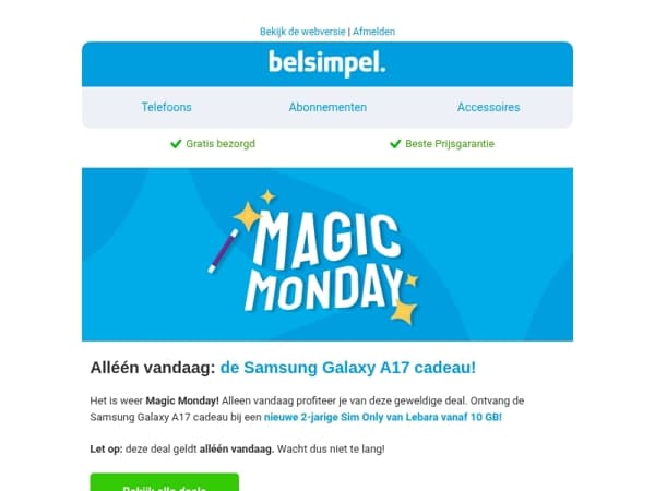 Ontvang de Samsung Galaxy A17 cadeau bij Belsimpel
