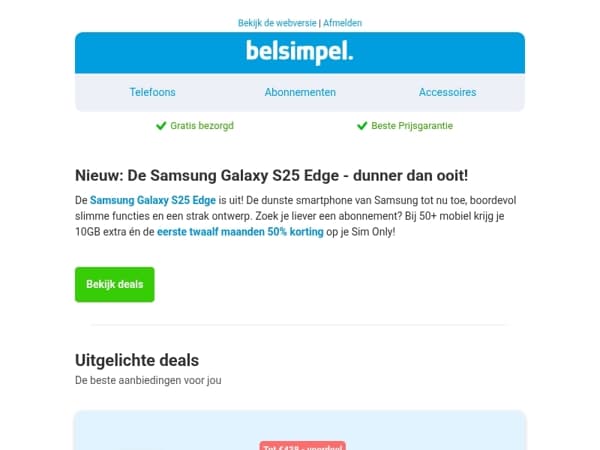Tot wel €557,- korting op de nieuwste Samsung Galaxy S25 Edge