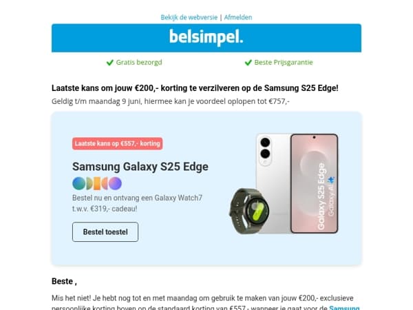 Laatste kans op €757,- korting!