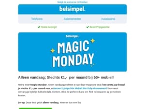 Alleen vandaag; Slechts €1,-  per maand bij 50+ mobiel!