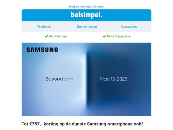 Tot €757,- korting op de dunste Samung-smartphone ooit!