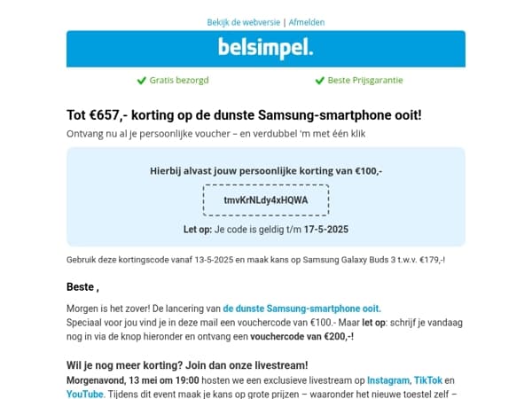 Tot €657,- korting op de dunste Samsung-smartphone ooit!