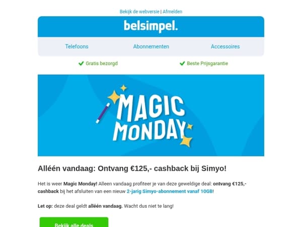 Ontvang €125,- cashback!