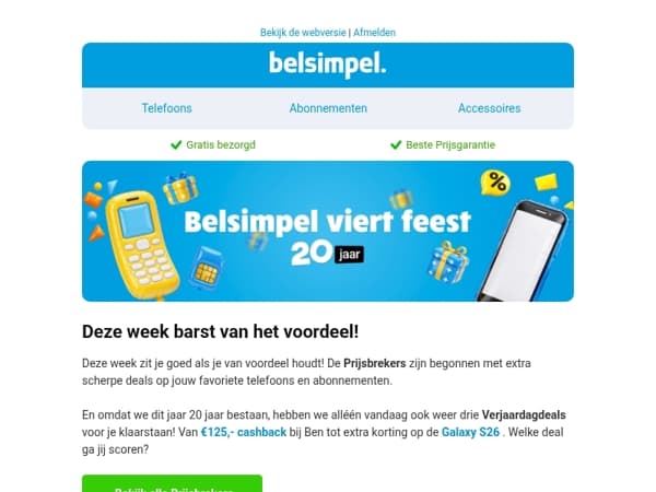 €125,- cashback of extra voordeel op de Galaxy S26