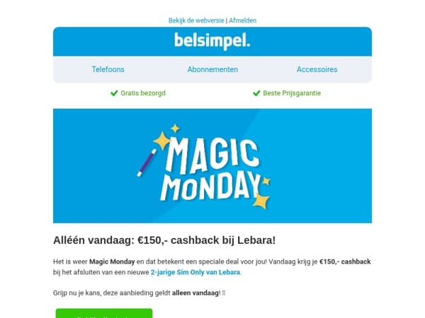 Ontvang €150,- cashback!