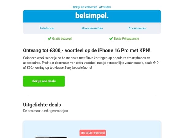 Ontvang tot €300,- voordeel op de iPhone 16 Pro!
