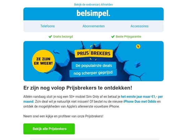 Nog één dag de €1,- deal van 50+ mobiel!