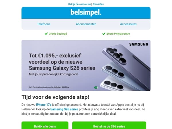 Nieuwe iPhone en tot €1.095,- korting op de Galaxy S26 series