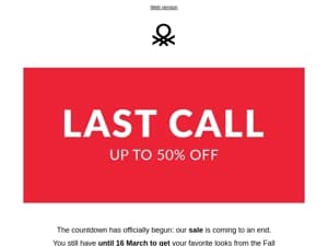 Sale, last call!