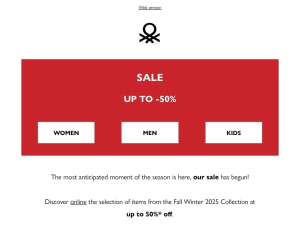 The sale is here up to -50%