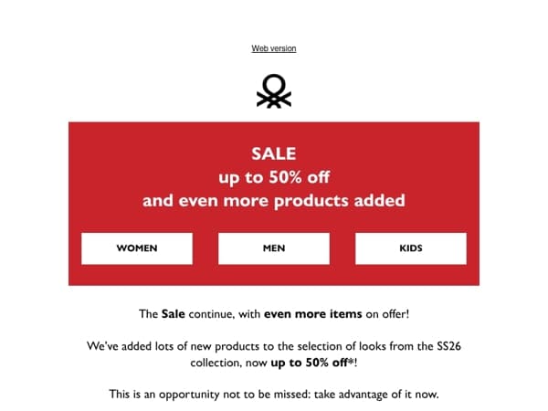 The Sale continues: discover new items up to 50% off 