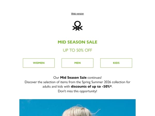 Discounts up to -50% off: the Mid Season Sale continues