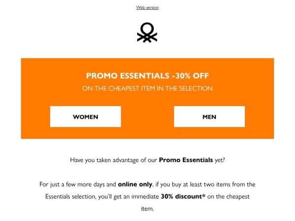 Promo Essentials -30% off continues online