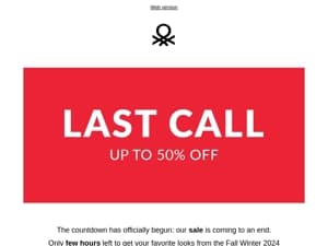 Sale, last hours!