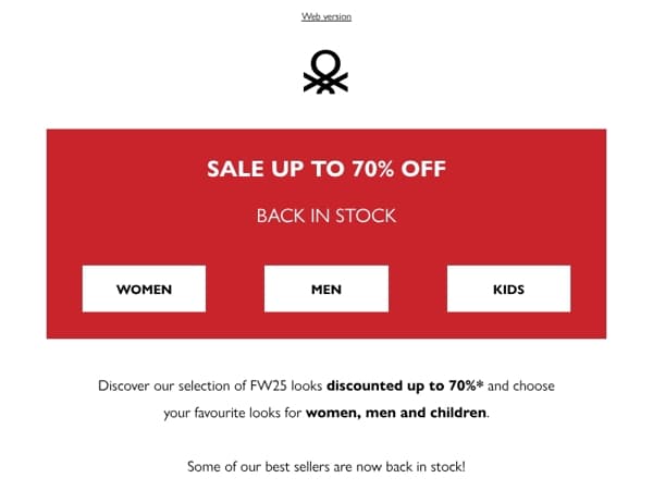 Sale up to 70% off: back in stock!