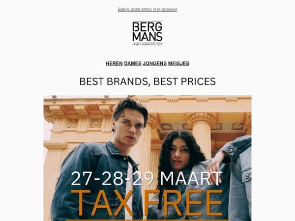 REMINDER LAATSE KLANS Tax Free op alle jeansbroeken!
