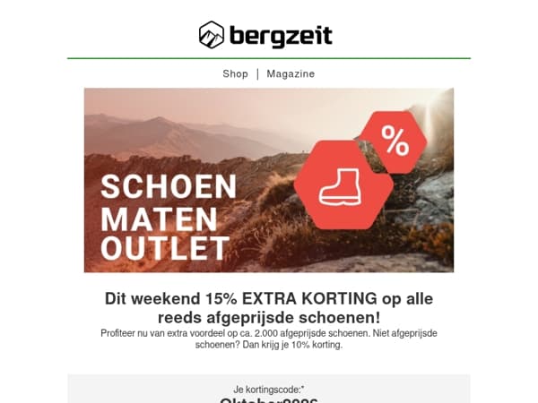 15% korting op schoenen met korting! Nu in de schoenen outlet 🤩
