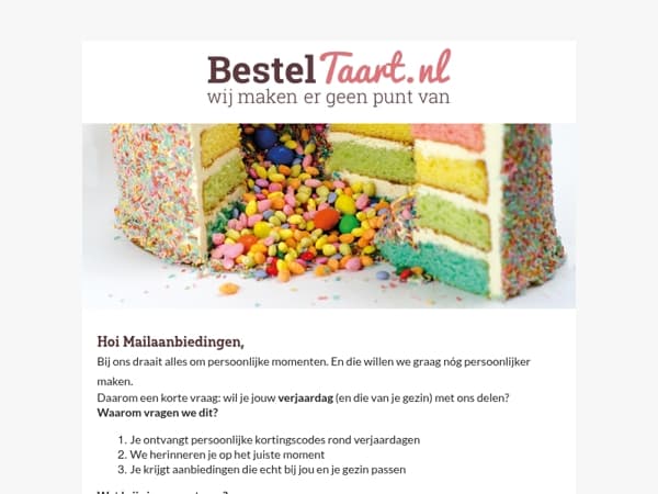 Ontvang persoonlijke verjaardagsaanbiedingen
