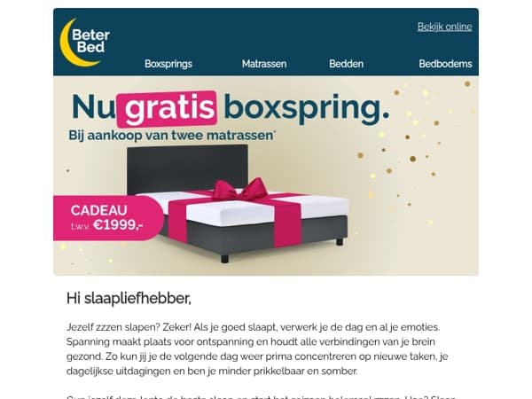🎁 Gratis boxspring t.w.v. maximaal €1.999