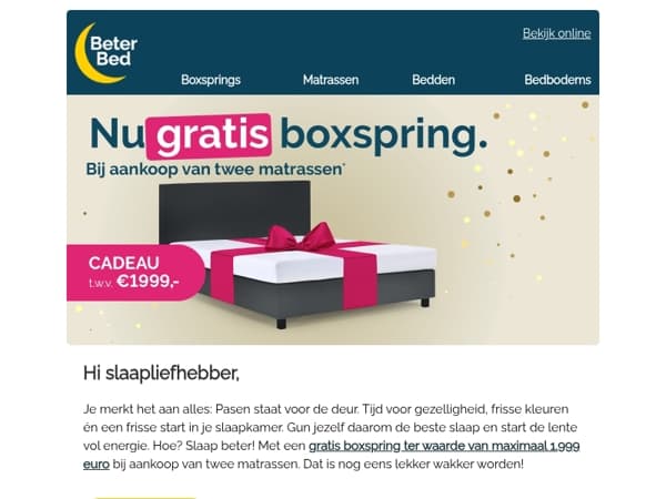 🎁 Gratis boxspring t.w.v. maximaal €1.999,-