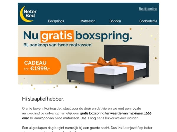 Gratis boxspring t.w.v. maximaal 1.999