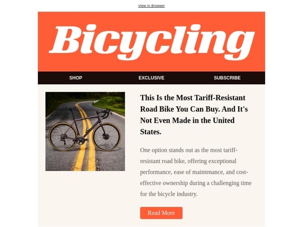 This Is the Most Tariff-Resistant Road Bike You Can Buy. And It's Not Even Made in the United States.
