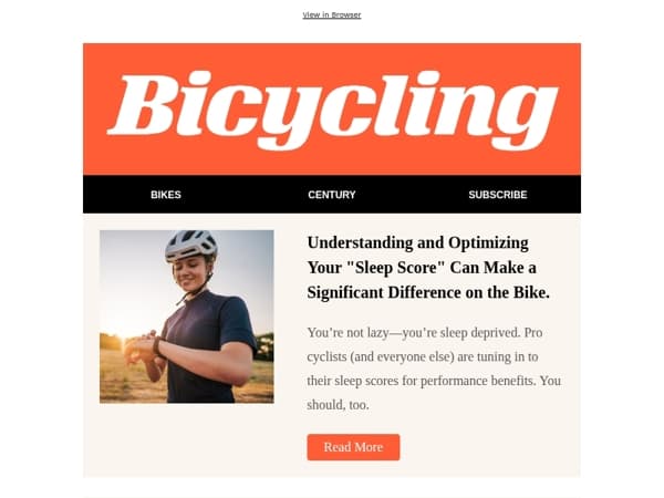 Optimizing Your "Sleep Score" Can Make a Significant Difference on the Bike.