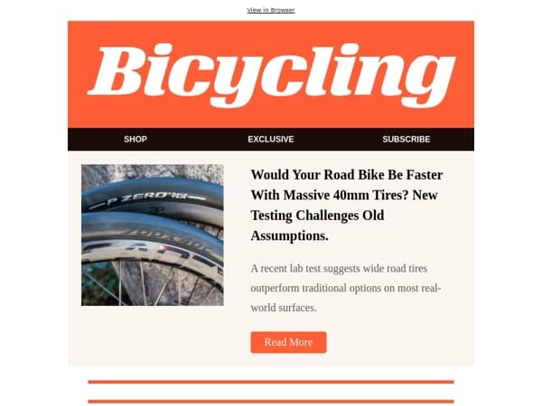 Would Your Road Bike Be Faster With Massive 40mm Tires? New Testing Challenges Old Assumptions.