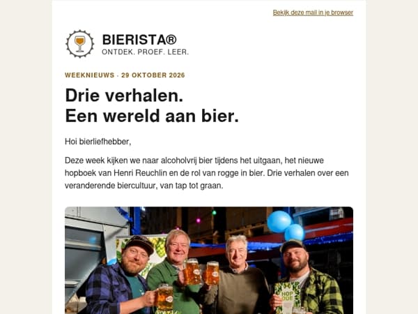 0.0 tijdens het uitgaan, HOP ODE en rogge in bier