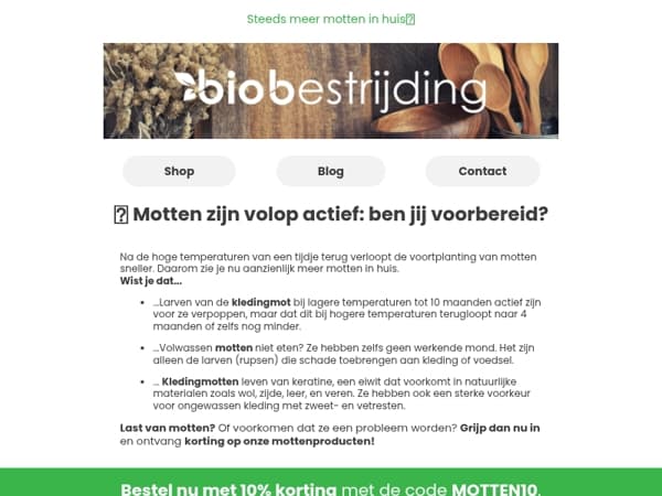 Tijdelijke actie: 10% korting op mottenbestrijding!🍀