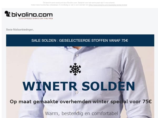 Laatste oproep - Winter-Solden: overhemd vanaf 75€!