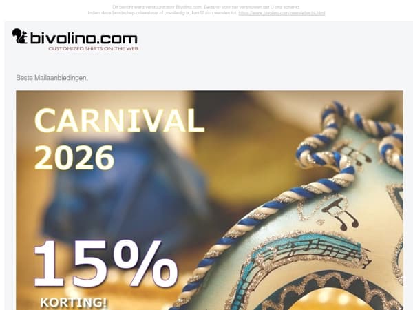 Carnaval gevoelens: 15% korting!🎆