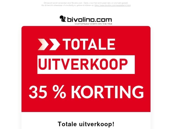 Totale uitverkoop wegens liquidatie stoffenvoorraad: 35% korting!